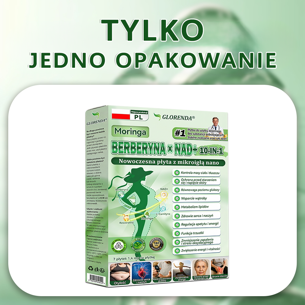🇵🇱 Oficjalny Sklep|🔍Glorenda® Moringa · Berberyna × NAD+ 10-w-1 Zaawansowana Nano Mikronakłuwająca Plaster (tylko raz dziennie, widoczne efekty już po 7 dniach) ✅ Dla osób z otyłością, luźną skórą, cukrzycą, bezdechem sennym, problemami stawowymi i inn